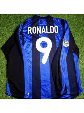 Ronaldo Inter Milan 2000 2001 Long Sleeve Soccer Jersey XL
